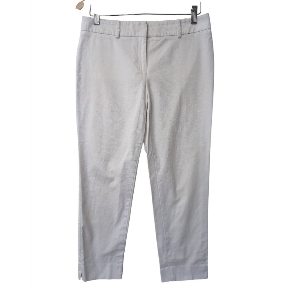 Talbots Hampshire Straight Ankle Pants Womens 6‎ Petite White Textured Classic